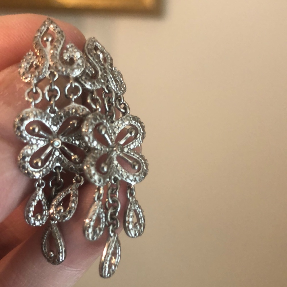 Elegant Sterling Silver and Crystal Chandelier Earrings